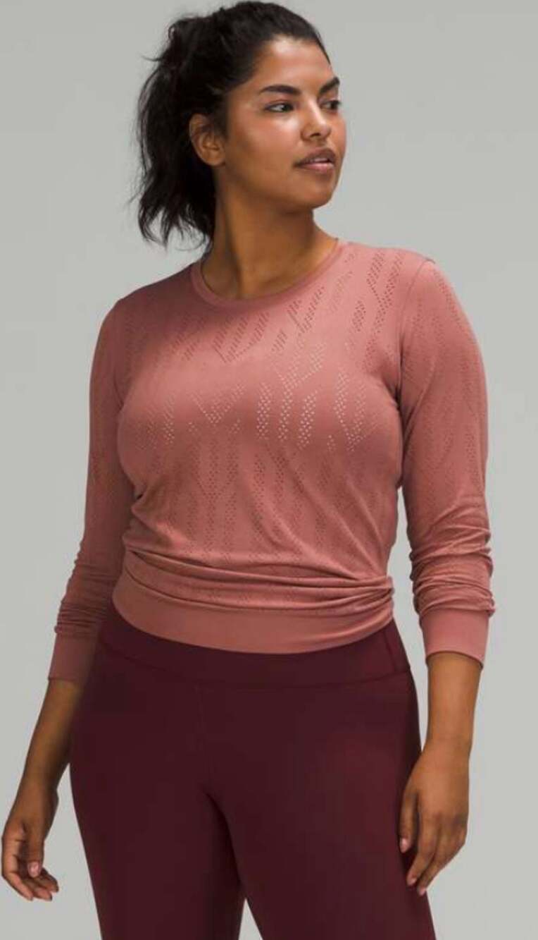 Lululemon Swiftly Breathe Long Sleeve Top | Fletching Lines | Spiced Chai | XS